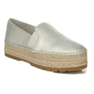 CIRCUS Sam Edelman Cora‎ Metallic Platform Espadrille Flat Gold Silver Size 10